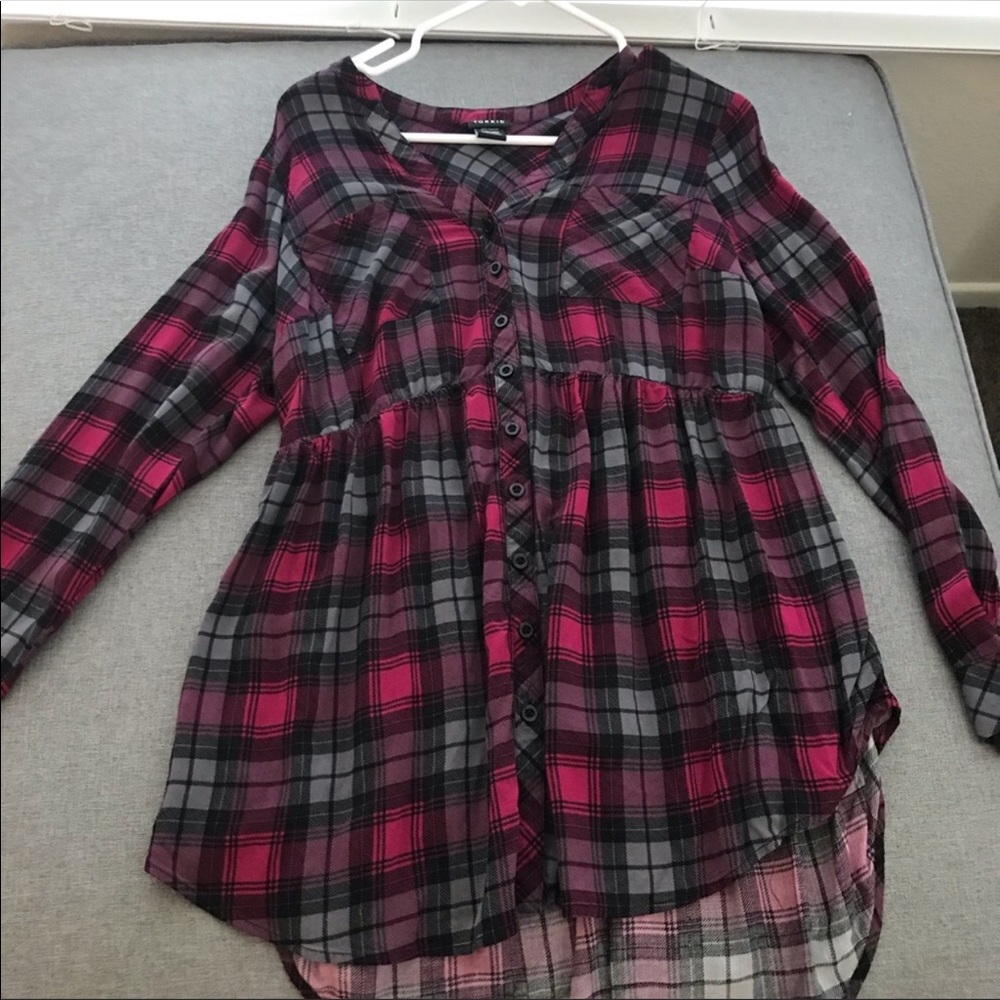 Torrid chalis babydoll plaid tunic
